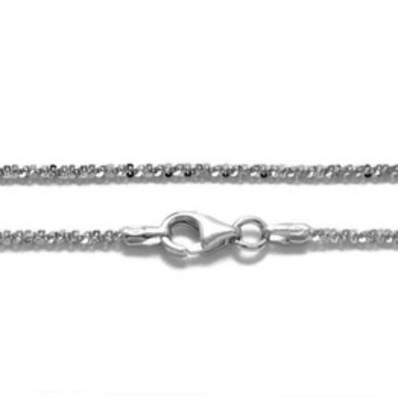 STERLING SILVER RHODIUM FINISH BUTTERFLY LINK NECKLACE IN 1.5MM (GAUGE 030). - Picture 5 of 5